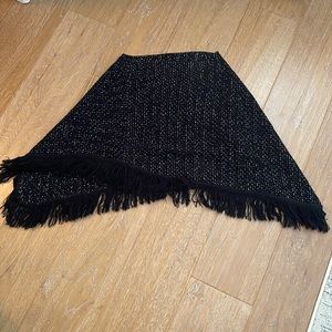 Knit poncho. Black with silver thread.
